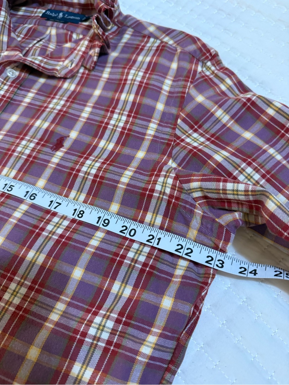 Plaid Ralph Lauren Ruffle-Collar Button-Down Shirt - Picture 9 of 11